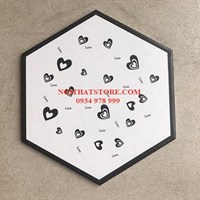 Gạch lục giác trái tim đen trắng