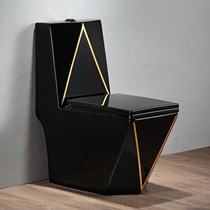 Bồn cầu khối cao cấp kim cương đen kẻ vàng