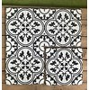 Gạch bông đá mờ giả cổ 30x30 Trắng hoa văn đen
