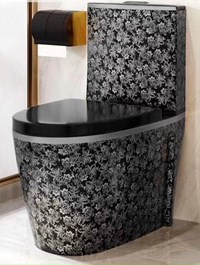 Bồn cầu khối cao cấp hoa văn đen trắng
