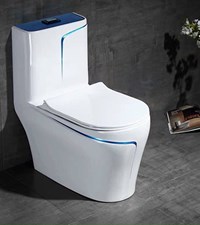 Bồn cầu khối cao cấp trắng kẻ xanh