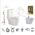Combo bộ nhà tắm cao cấp bồn cầu chỉ vàng 055