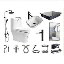 Combo bộ nhà tắm cao cấp trắng chỉ đen 050