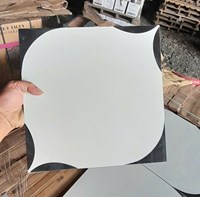 Gạch bông đá mờ giả cổ 30x30 trắng nhấn góc đen