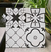 Gạch bông đá mờ giả cổ 30x30 họa tiết đen trắng