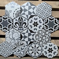 Gạch lục giác đẹp giá rẻ họa tiết đen trắng 20x23