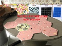 Gạch lục giác hồng vân đá đa màu
