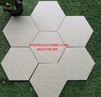 Gạch lục giác màu kem sọc trắng