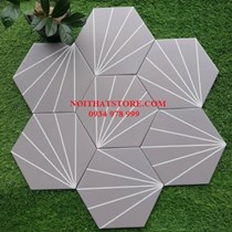 Gạch lục giác màu xám sọc trắng