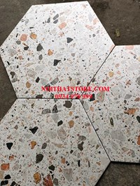 Gạch lục giác trắng sỏi đá đa màu