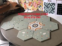 Gạch lục giác xám vân đá đa màu