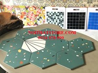 Gạch lục giác xanh vân đá đa màu