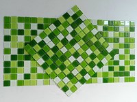 Gạch Mosaic thủy tinh màu trắng xanh lá