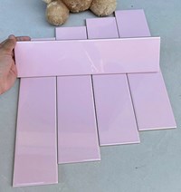 Gạch thẻ trang trí 7.5x30 bóng hồng phấn