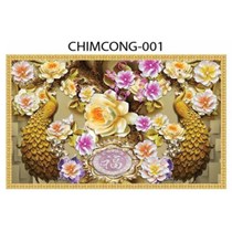 Gạch tranh 3D chim công 001