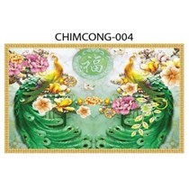 Gạch tranh 3D chim công 004