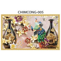 Gạch tranh 3D chim công 005