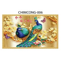 Gạch tranh 3D chim công 006