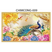 Gạch tranh 3D chim công 009