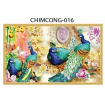Gạch tranh 3D chim công 016