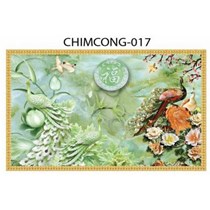 Gạch tranh 3D chim công 017