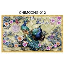 Gạch tranh 3D chim công đẹp 012