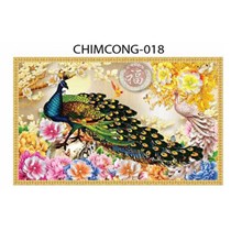 Gạch tranh 3D chim công đẹp 018